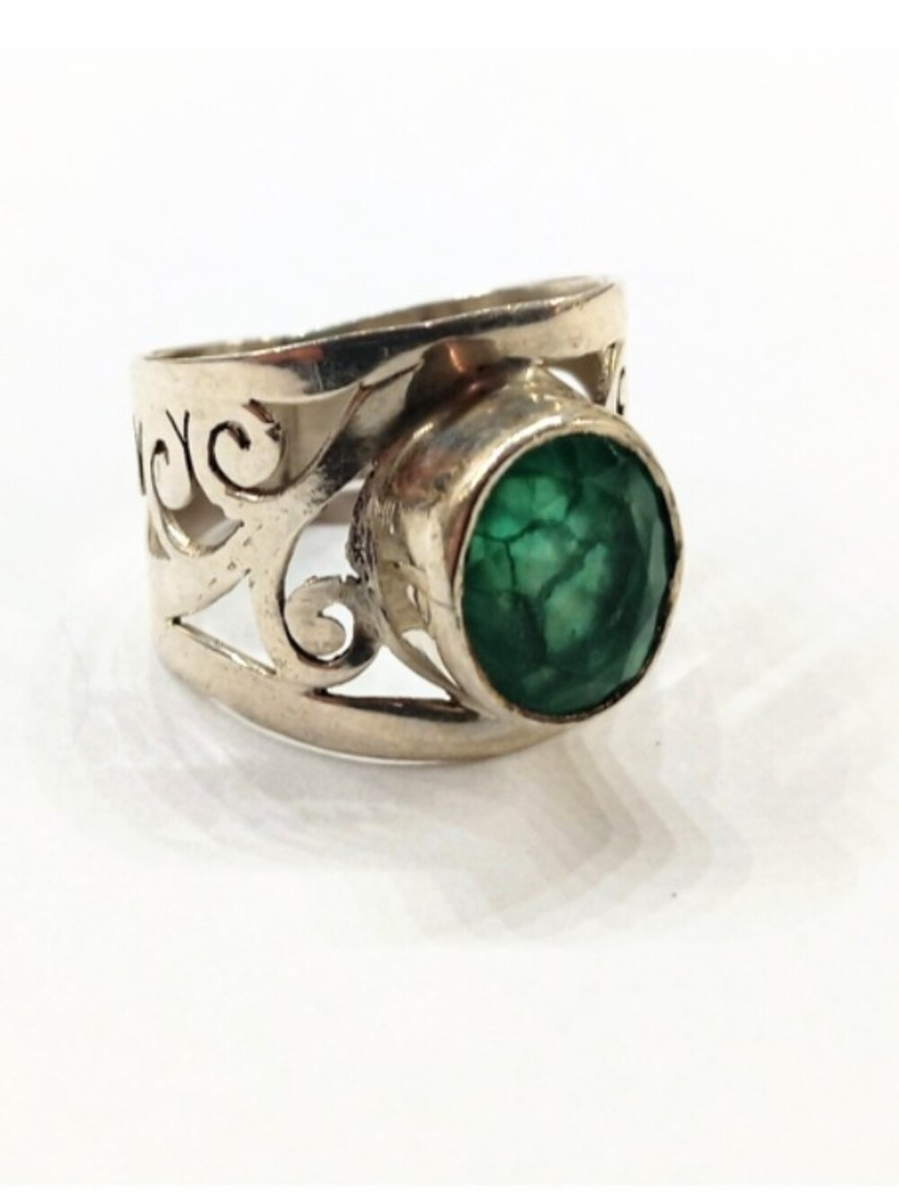 Genuine Emerald Oval 10 X 7 mm Ring Sterling Silver